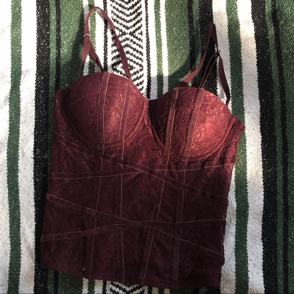 Charlotte Russe Corset Lace Top burgundy